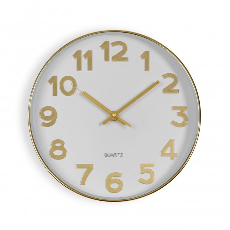 RELOJ DE PARED BLANCO GOLDEN NUMBERS 30CM RELOJ DE PARED BLANCO GOLDEN NUMBERS 30CM