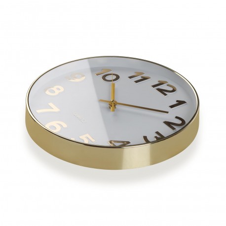 RELOJ DE PARED BLANCO GOLDEN NUMBERS 30CM RELOJ DE PARED BLANCO GOLDEN NUMBERS 30CM