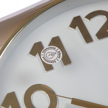 RELOJ DE PARED BLANCO GOLDEN NUMBERS 30CM RELOJ DE PARED BLANCO GOLDEN NUMBERS 30CM
