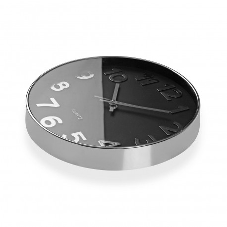 RELOJ DE PARED NEGRO SILVER NUMBERS 30CM RELOJ DE PARED NEGRO SILVER NUMBERS 30CM