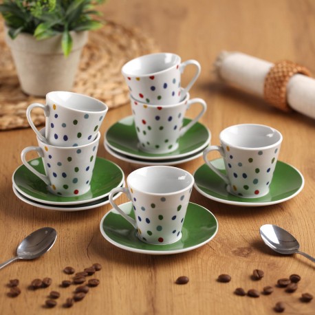 SET 6 TAZAS CAFE CON PLATO DOTTY