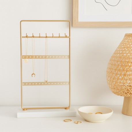 JOYERO METALICO DORADO CON BASE