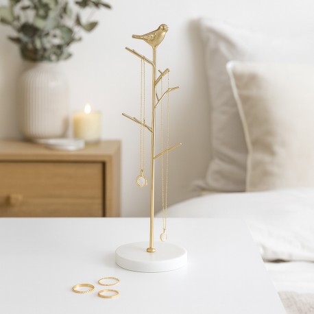 JOYERO METALICO DORADO CON FORMA DE ARBOL