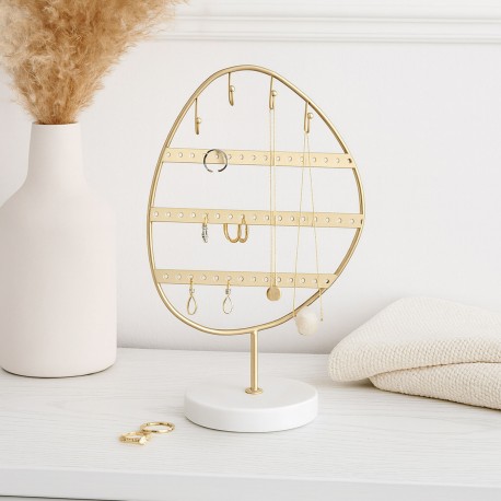 JOYERO METALICO DORADO 4 NIVELES CON BASE