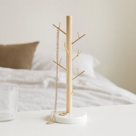 JOYERO METALICO DORADO CON FORMA DE ARBOL