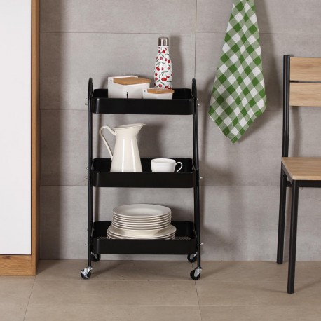 CARRO METALICO NEGRO DE 3 BALDAS