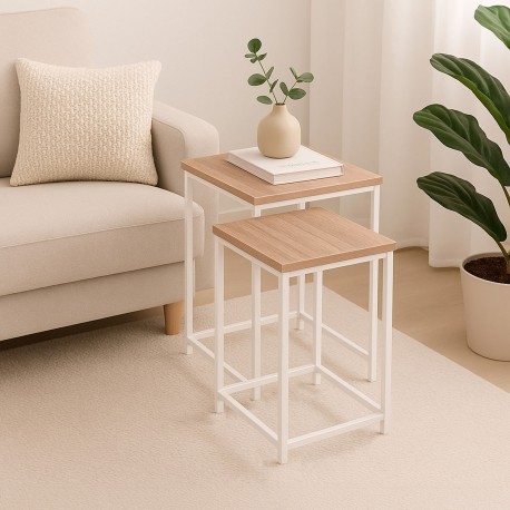 SET MESAS DE CENTRO TIGRIS BLANCA