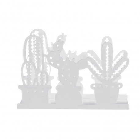 SERVILLETERO METAL CACTUS BLANCO