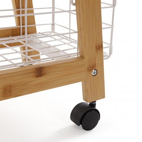 ESTANTERIA DE BAMBU CON 3 CESTAS BLANCA