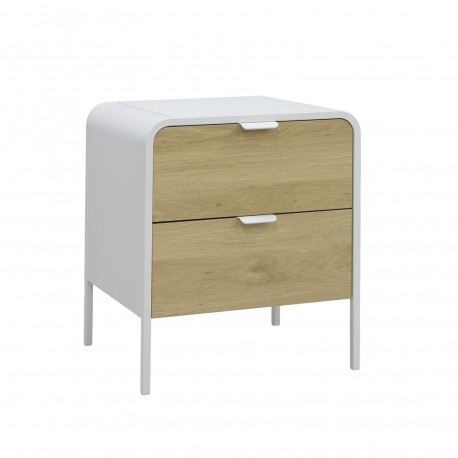 MESITA DE NOCHE 2 CAJONES BLANCA