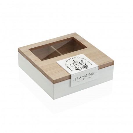 CAJA DE TE BLANCA 4 COMPARTIMENTOS