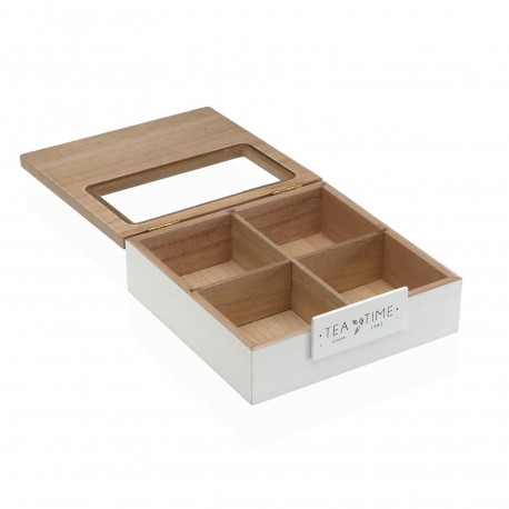 CAJA DE TE BLANCA 4 COMPARTIMENTOS