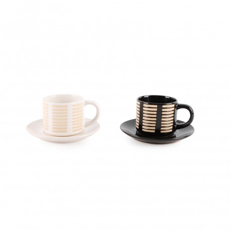 SET 6 CAFE TAZAS C/PLATO CEBRA