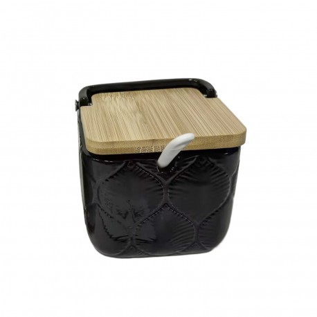 AZUCARERO CUADRADO NEGRO HOJAS