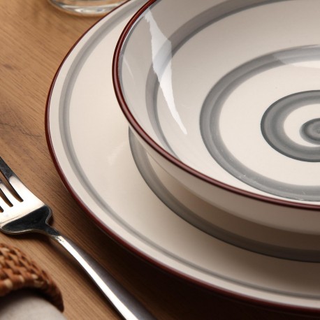 VAJILLA 18 PIEZAS ENID GRIS