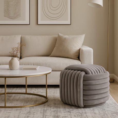 PUF CUADRADO GRIS CLARO KNOT