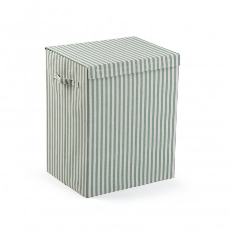 CESTO ROPA RECTANGULAR PLEGABLE RAYAS VERDE