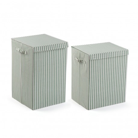 CESTO ROPA PLEGABLE RAYAS VERDE