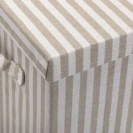 CESTA CON TAPA RECTANGULAR RAYAS GRIS