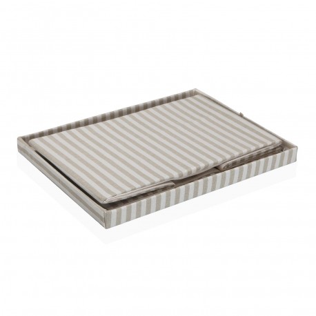 CESTA CON TAPA RECTANGULAR RAYAS GRIS