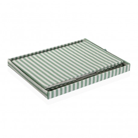 CESTA CON TAPA RECTANGULAR RAYAS VERDE