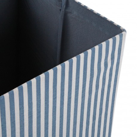 CESTA CON TAPA RECTANGULAR RAYAS AZUL