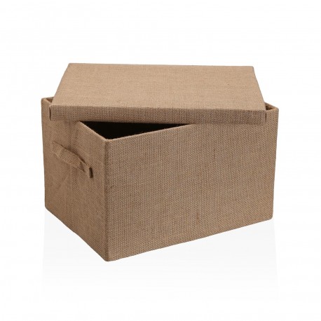 CESTA CON TAPA RECTANGULAR JUTE