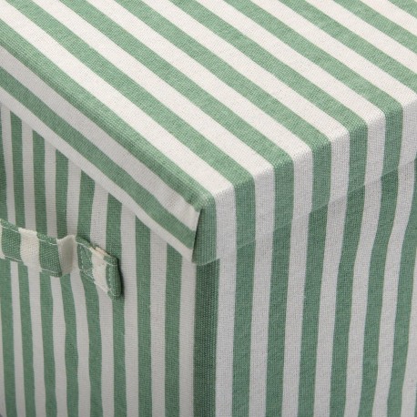 CESTA CON TAPA CUADRADA RAYAS VERDE