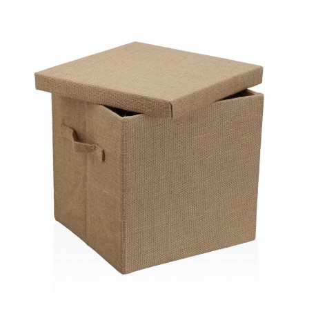 CESTA CON TAPA CUADRADA JUTE