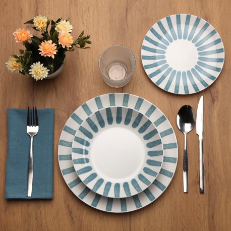 VAJILLA 18 PIEZAS JUNGLE AZUL