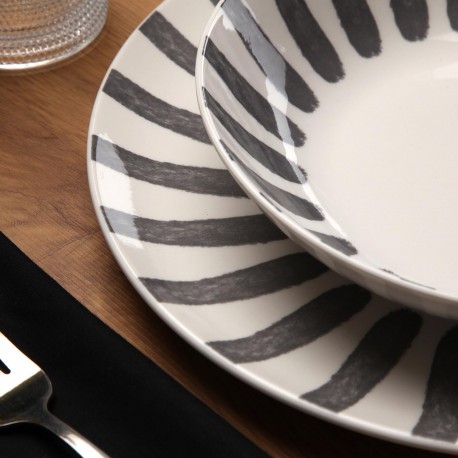 VAJILLA 18 PIEZAS JUNGLE GRIS