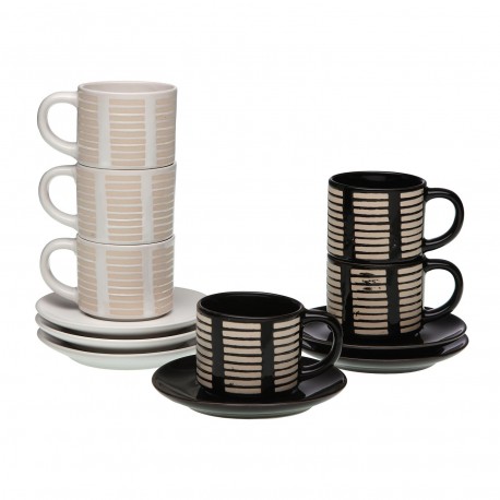 SET 6 CAFE TAZAS C/PLATO CEBRA