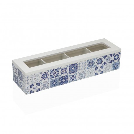 CAJA DE TE AZURITA 4 COMPARTIMENTOS