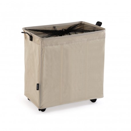 CESTO DE ROPA BEIGE CON TRES COMPARTIMENTOS