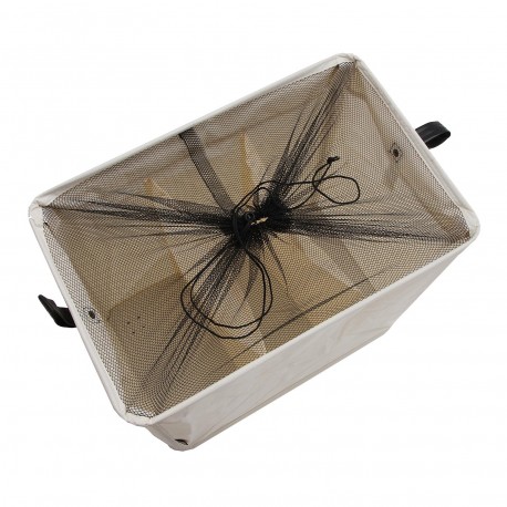 CESTO DE ROPA BEIGE CON TRES COMPARTIMENTOS