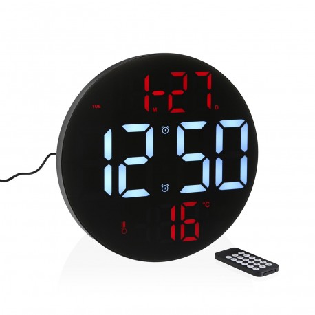 RELOJ PARED DIGITAL CON MANDO NEGRO
