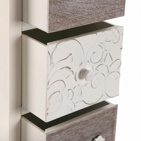 COMODA RUSTICA BLANCA 5 CAJONES