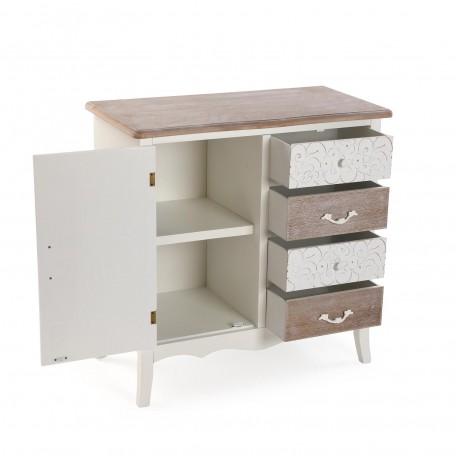 COMODA RUSTICA BLANCA 4 CAJONES/1 PUERTA