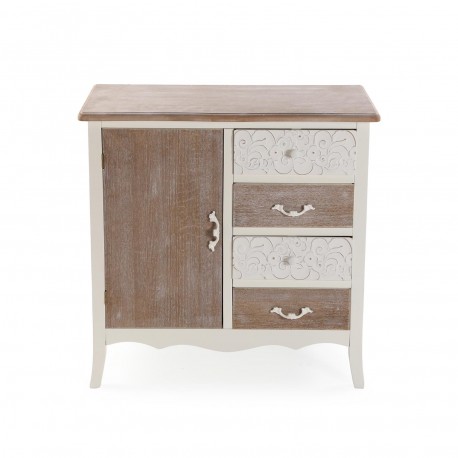 COMODA RUSTICA BLANCA 4 CAJONES/1 PUERTA