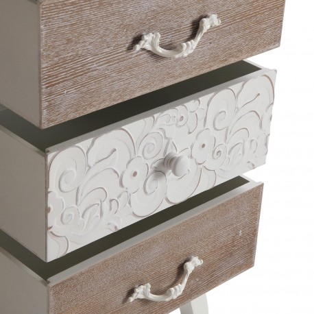 COMODA RUSTICA BLANCA 4 CAJONES/1 PUERTA