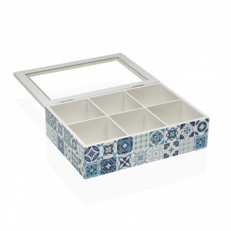 CAJA DE TE AZURITA 6 COMPARTIMENTOS