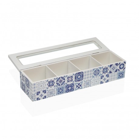 CAJA DE TE AZURITA 4 COMPARTIMENTOS