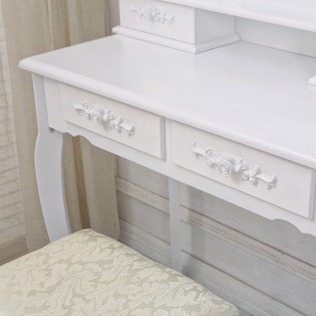 TOCADOR BLANCO CON TABURETE Y LUCES LED SPARKLE