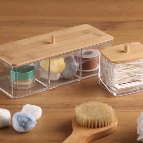 CAJA RECTANGULAR 3 COMPARTIMENTOS TAPA BAMBU