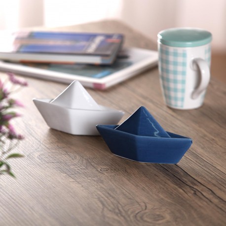 FIGURA CERAMICA BARCO BLANCO