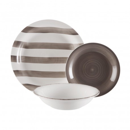 VAJILLA 18 PIEZAS LIGIA  GRIS