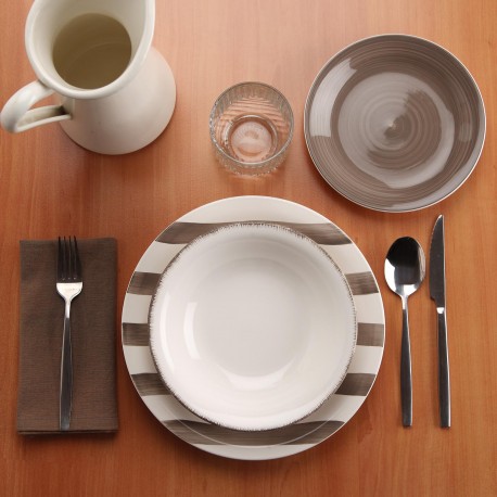 VAJILLA 18 PIEZAS LIGIA  GRIS