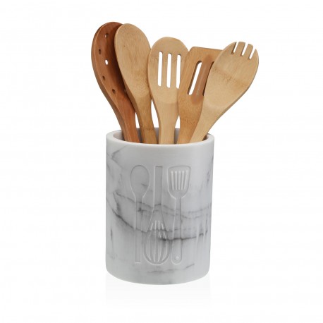 PORTAUTENSILIOS VITI MARMOL BLANCO GRANDE