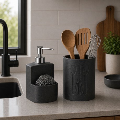 PORTAUTENSILIOS GRANDE COCINA NEGRO