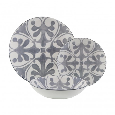 VAJILLA 18 PIEZAS LAILA GRIS